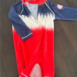 GAP Kids Red White Blue Long-Sleeve Rashguard One-Piece